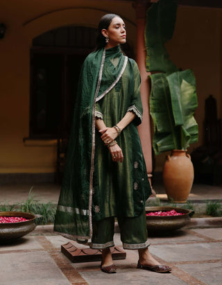 Tara Green Kurta Set by Begum Pret available on Indiaspopup.com