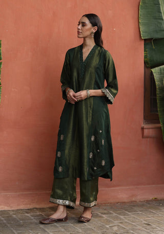 Tara Green Kurta Set by Begum Pret available on Indiaspopup.com