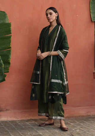 Tara Green Kurta Set by Begum Pret available on Indiaspopup.com