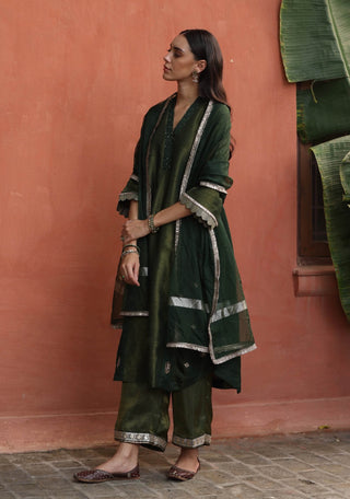 Tara Green Kurta Set by Begum Pret available on Indiaspopup.com