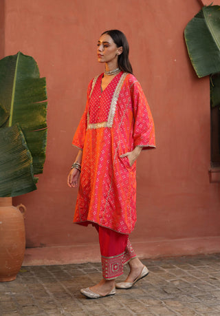 Faris Peach Phiran And Pants by Begum Pret available on Indiaspopup.com