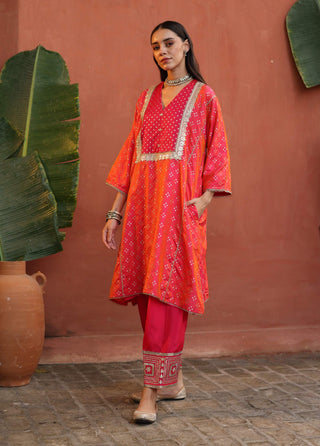 Faris Peach Phiran And Pants by Begum Pret available on Indiaspopup.com