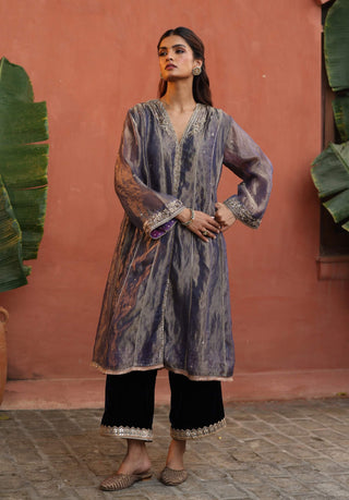 Raya Gray Kurta Set by Begum Pret available on Indiaspopup.com