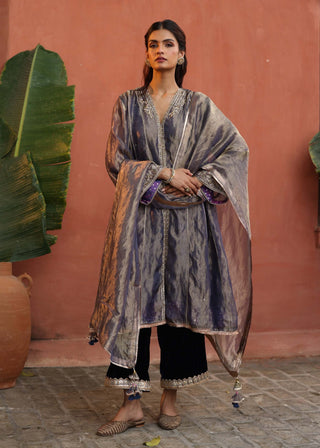 Raya Gray Kurta Set by Begum Pret available on Indiaspopup.com