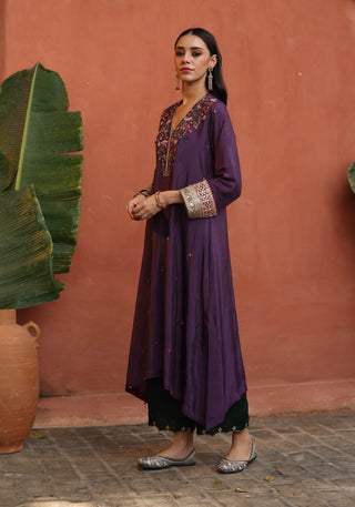 Kaleera Purple Kurta Set by Begum Pret available on Indiaspopup.com