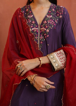 Kaleera Purple Kurta Set by Begum Pret available on Indiaspopup.com