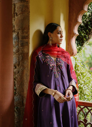 Kaleera Purple Kurta Set by Begum Pret available on Indiaspopup.com