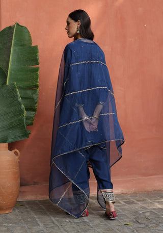 Nazira Blue Kurta Set by Begum Pret available on Indiaspopup.com