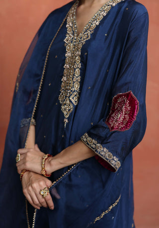 Nazira Blue Kurta Set by Begum Pret available on Indiaspopup.com