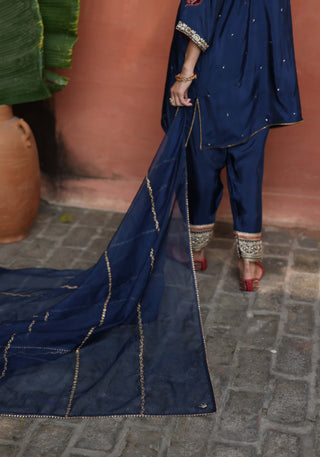 Nazira Blue Kurta Set by Begum Pret available on Indiaspopup.com