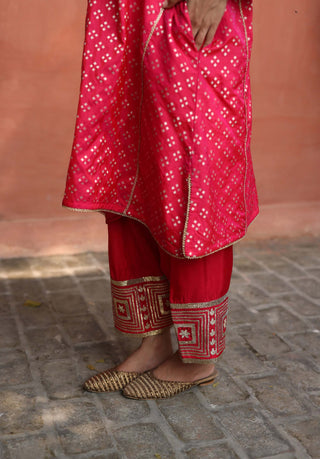 Faris Fuchsia Pink Phiran And Pants by Begum Pret available on Indiaspopup.com