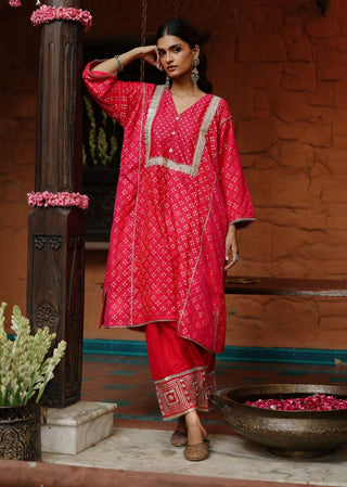 Faris Fuchsia Pink Phiran And Pants by Begum Pret available on Indiaspopup.com