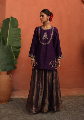 Ruksaar Purple Sharara Set by Begum Pret available on Indiaspopup.com