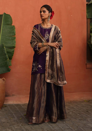 Ruksaar Purple Sharara Set by Begum Pret available on Indiaspopup.com