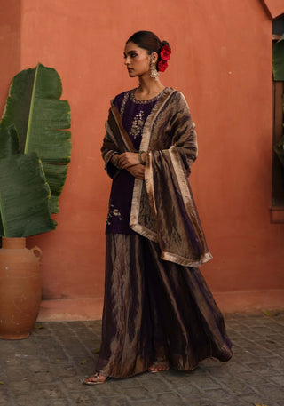 Ruksaar Purple Sharara Set by Begum Pret available on Indiaspopup.com