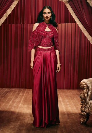 Betsy red cape and pleated skirt set