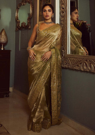 Itrh-Mint Green Tissue Sari And Blouse-INDIASPOPUP.COM