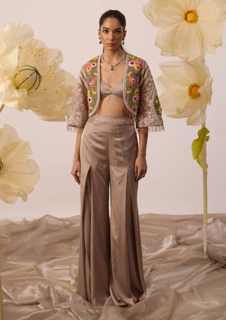Bletilla taupe cape and pant set