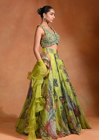 Brat lime floral lehenga set