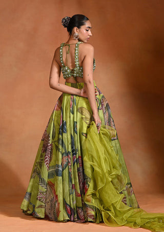 Brat lime floral lehenga set
