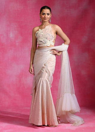 Ebony ivory embroidered top and pant set