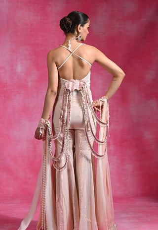 Ebony ivory layered pant and top set