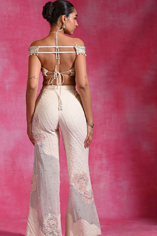 Ebony ivory appliqué crop top and pants