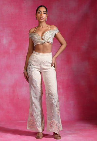 Ebony ivory appliqué crop top and pants
