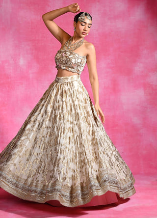 Ebony ivory embroidered lehenga set