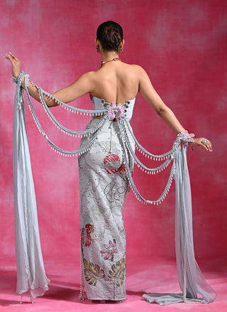 Icy blue corset skirt cape set