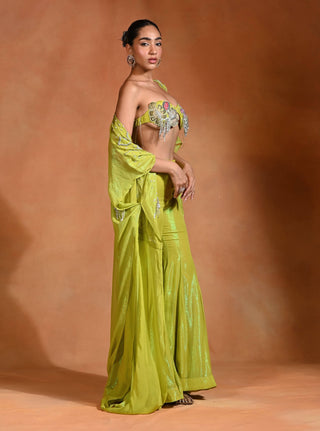 Brat lime bralette pants shrug set
