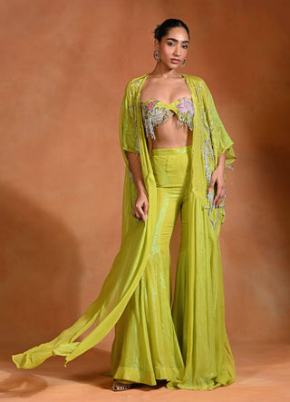 Brat lime bralette pants shrug set