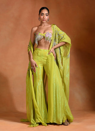 Brat lime bralette pants shrug set