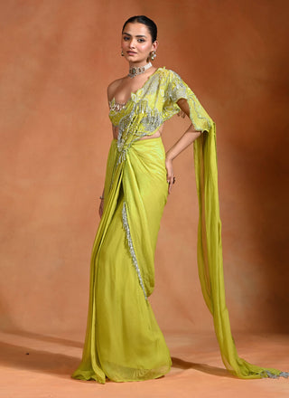 Brat lime bralette and drape sari