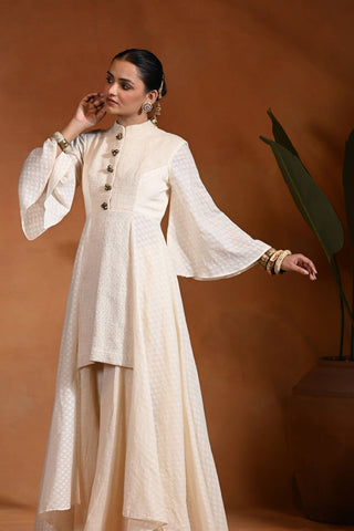 Long tales ivory anarkali and pant