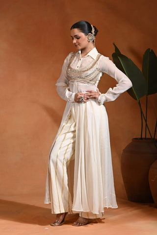 Ivory kellen anarkali set