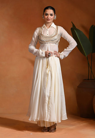 Ivory kellen anarkali set