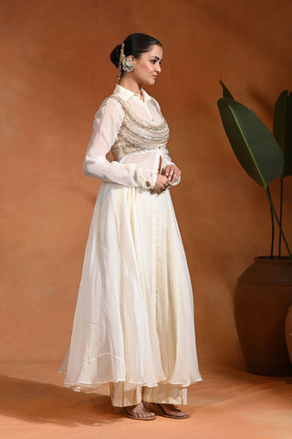 Ivory kellen anarkali set