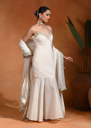 Ivory embroidered dress and dupatta