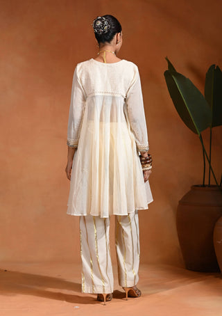 Ivory linen jute kurta and pants