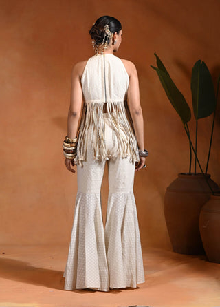 Ivory Chamcham peplum and sharara