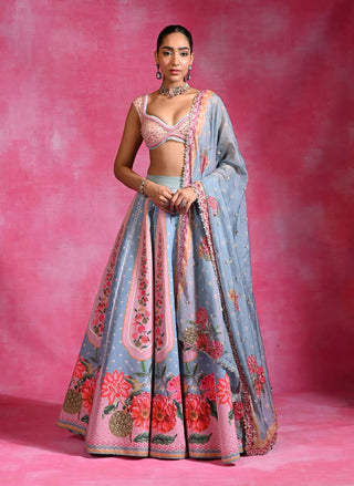 Neel icy blue sequin lehenga set
