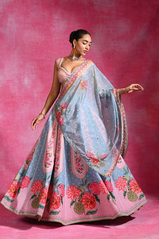 Neel icy blue sequin lehenga set