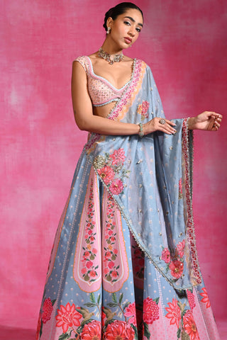 Neel icy blue sequin lehenga set