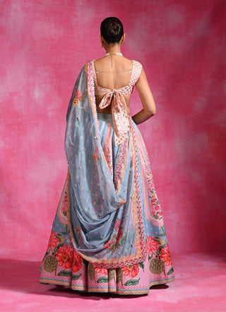 Neel icy blue sequin lehenga set