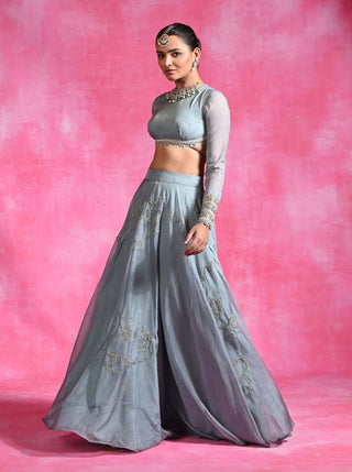 Icy blue embroidered lehenga and blouse