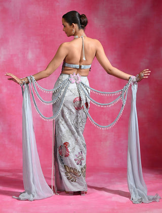 Icy blue cape and skirt set