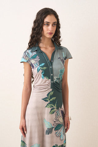 Nayara waist gather midi dress
