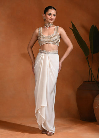 Ivory drape skirt and shrug