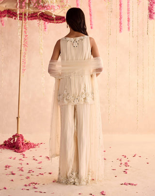 Ivory embellished short kurta set